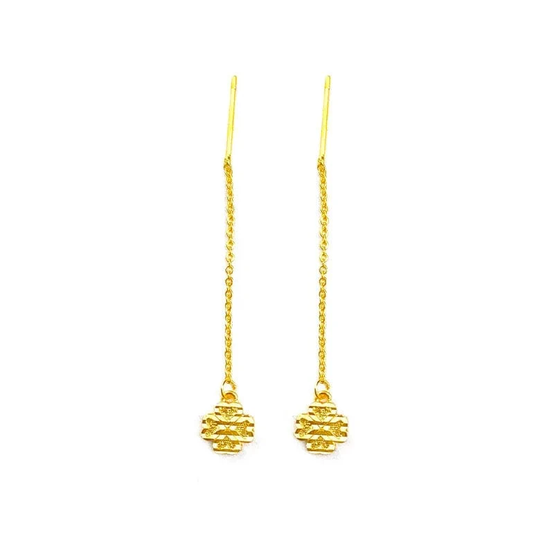 Echte K-Gold-Tropfen-Klee-Ohrringe, schlichtes Design für Frauen, Quasten-Ohrringe, edler Schmuck, Glücksschmuck, Geburtstagsgeschenke