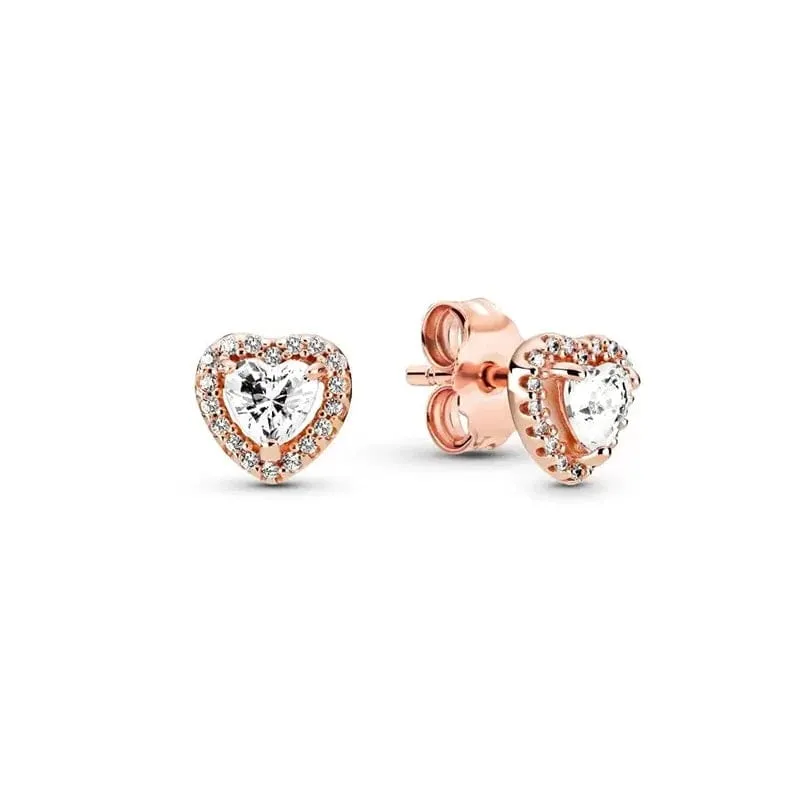 14 Karat Roségold plattiertes 925er Silber, funkelnde Unendlichkeits-Ohrstecker, schwebende, gebogene Feder-Ohrstecker, edler Schmuck für Damen