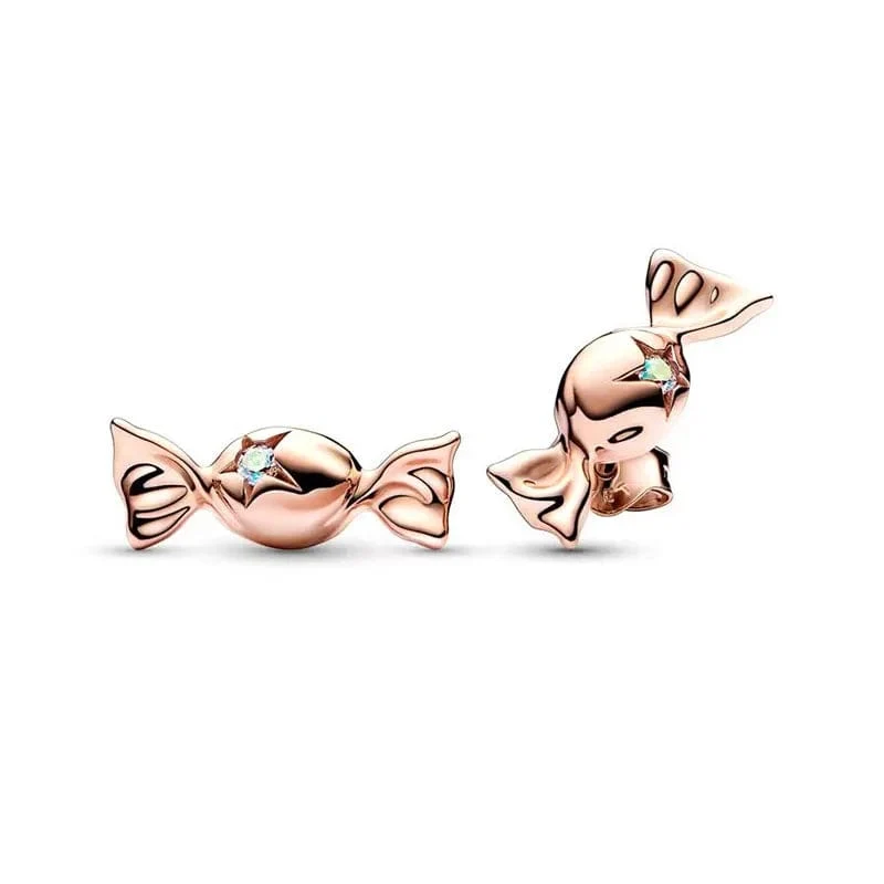 14 Karat Roségold plattiertes 925er Silber, funkelnde Unendlichkeits-Ohrstecker, schwebende, gebogene Feder-Ohrstecker, edler Schmuck für Damen