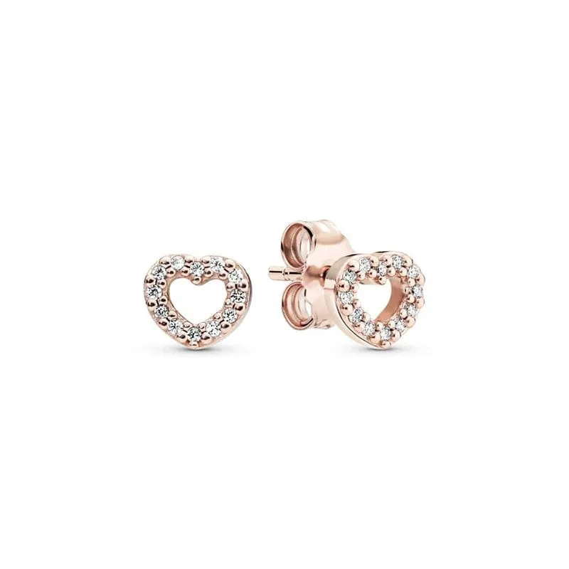 14 Karat Roségold plattiertes 925er Silber, funkelnde Unendlichkeits-Ohrstecker, schwebende, gebogene Feder-Ohrstecker, edler Schmuck für Damen