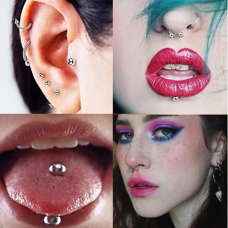 1 Set Einweg-Profi-Piercing-Tool-Kit Piercing-Nadel-Klemmwerkzeuge Ohr Tragus Nase Augenbraue Bauchnabelpiercings 316