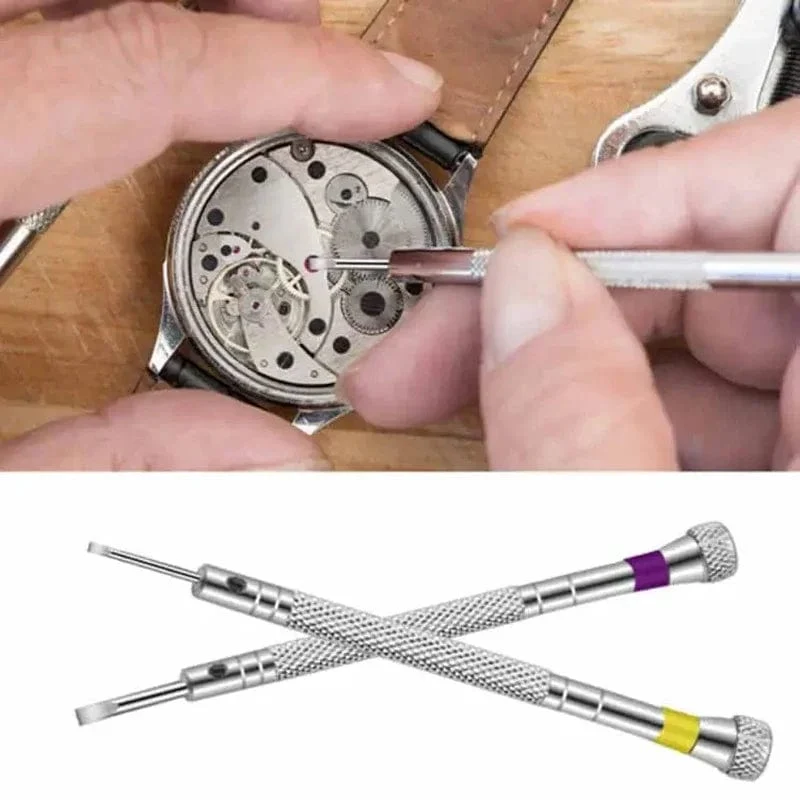 5-teiliges Set, 0.8–1.6 mm Stahlschraubendreher für die Uhrenreparatur, tragbare Uhrenwerkzeuge, Armbandentfernung mit Mini-Verbindungsstiften, Uhrmacherwerkzeuge