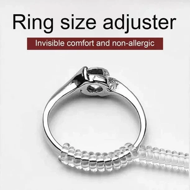 4-teiliges Set mit Ringgrößenreduzierer-Werkzeugen, Spiralfeder-basierte Ringe, unsichtbarer, transparenter Spanner, Größenänderungswerkzeug, Schmuckschutz