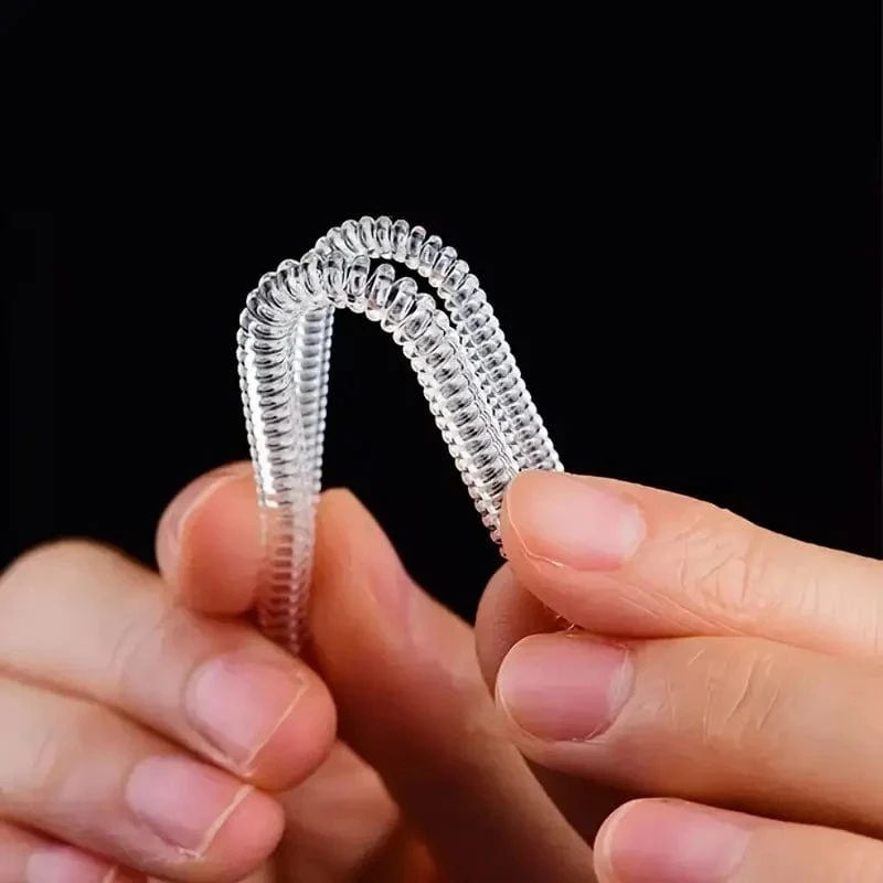 4-teiliges Set mit Ringgrößenreduzierer-Werkzeugen, Spiralfeder-basierte Ringe, unsichtbarer, transparenter Spanner, Größenänderungswerkzeug, Schmuckschutz