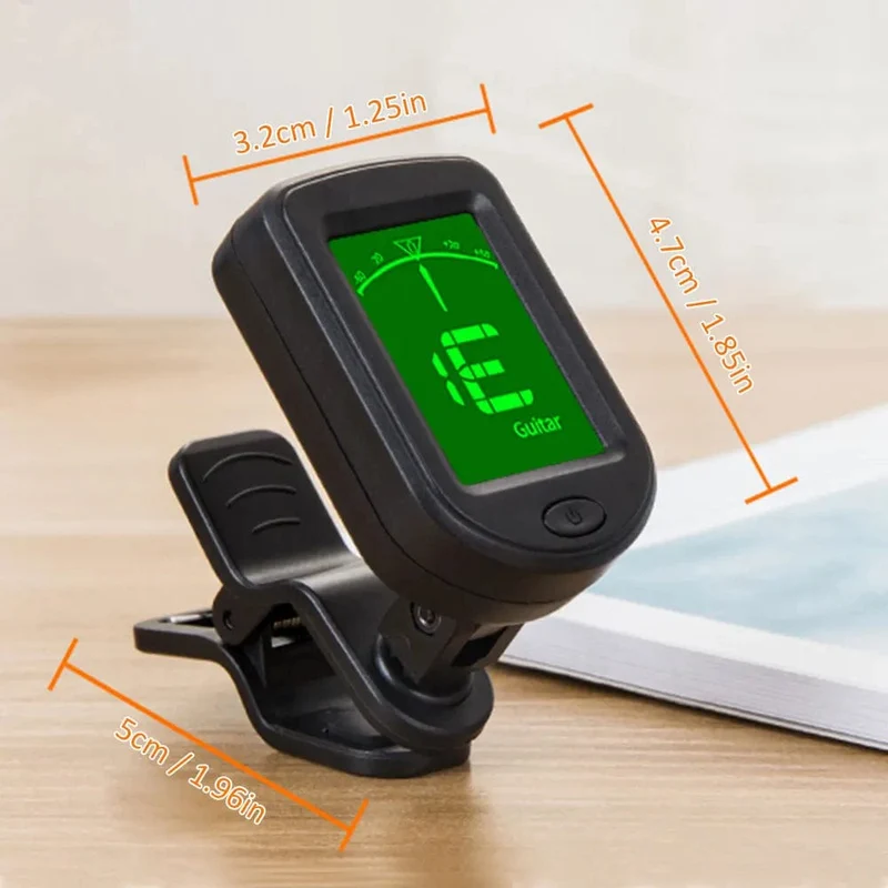 JT-02 Clip-On Elektronischer Gitarrentuner Digitaler Tontuner für E-Bass Gitarre Violine Ukulele Universal Drehbar Empfindlich
