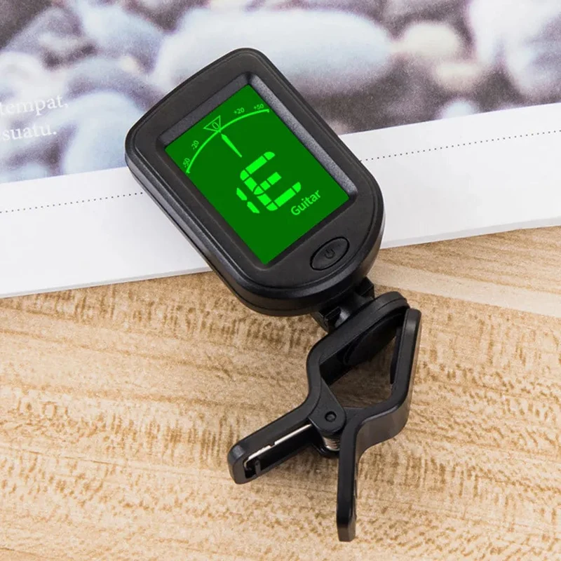 JT-02 Clip-On Elektronischer Gitarrentuner Digitaler Tontuner für E-Bass Gitarre Violine Ukulele Universal Drehbar Empfindlich