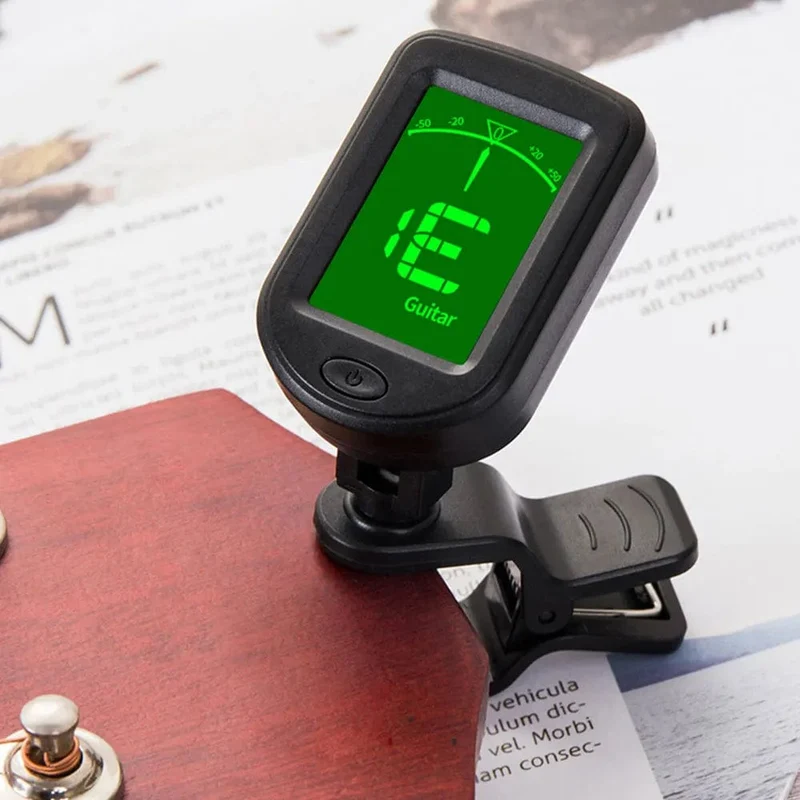 JT-02 Clip-On Elektronischer Gitarrentuner Digitaler Tontuner für E-Bass Gitarre Violine Ukulele Universal Drehbar Empfindlich