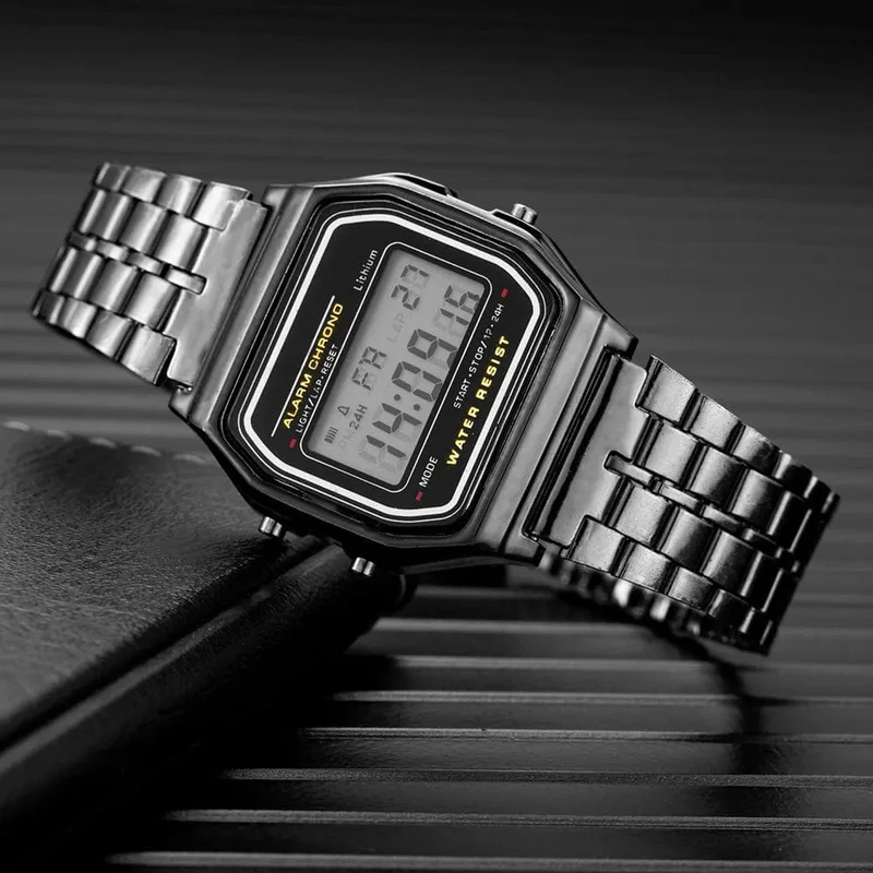 Elegante Digitale Uhr Für Frauen Gold Silber Edelstahl Business Damen Elektronische Handgelenk Uhren Mann Uhr Zegarek Damski