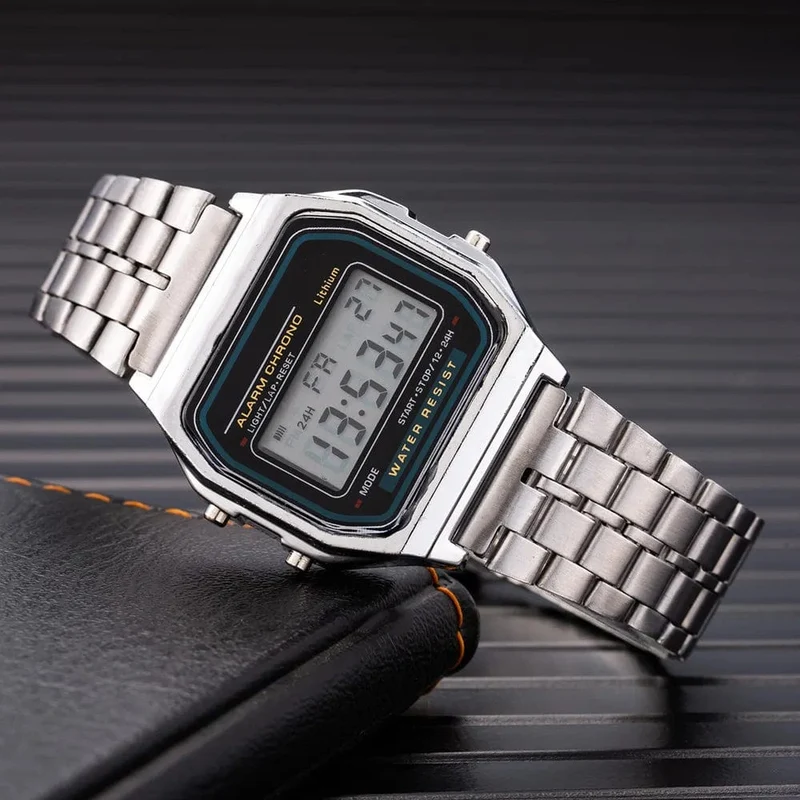 Elegante Digitale Uhr Für Frauen Gold Silber Edelstahl Business Damen Elektronische Handgelenk Uhren Mann Uhr Zegarek Damski