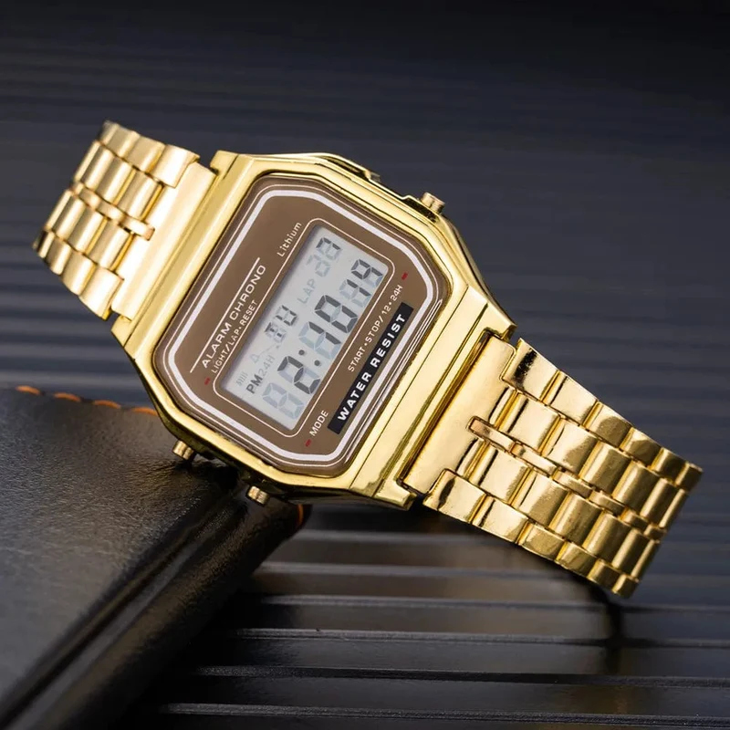 Elegante Digitale Uhr Für Frauen Gold Silber Edelstahl Business Damen Elektronische Handgelenk Uhren Mann Uhr Zegarek Damski