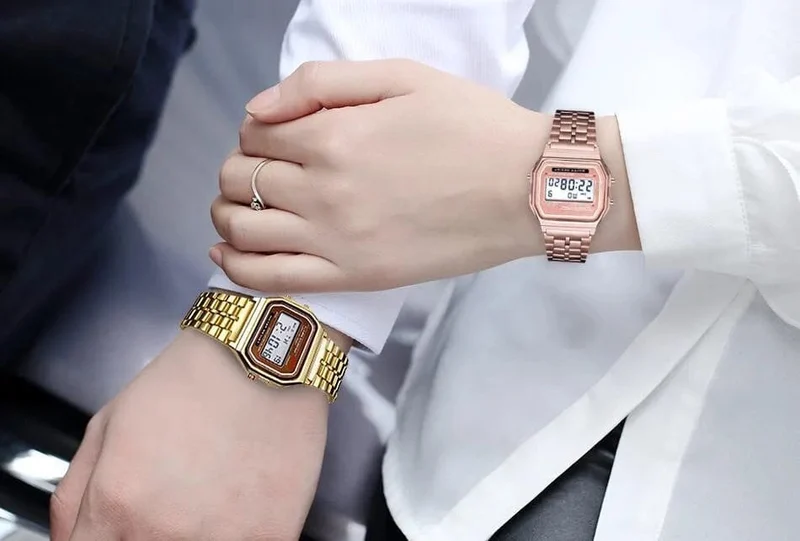 Elegante Digitale Uhr Für Frauen Gold Silber Edelstahl Business Damen Elektronische Handgelenk Uhren Mann Uhr Zegarek Damski