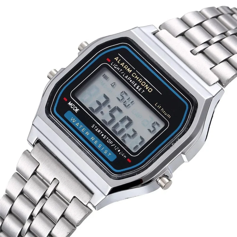 Elegante Digitale Uhr Für Frauen Gold Silber Edelstahl Business Damen Elektronische Handgelenk Uhren Mann Uhr Zegarek Damski