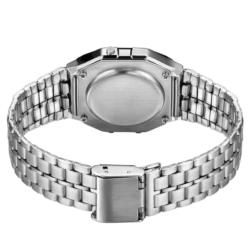 Elegante Digitale Uhr Für Frauen Gold Silber Edelstahl Business Damen Elektronische Handgelenk Uhren Mann Uhr Zegarek Damski