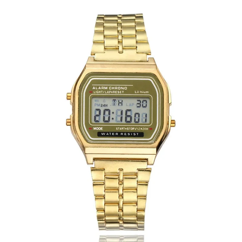 Elegante Digitale Uhr Für Frauen Gold Silber Edelstahl Business Damen Elektronische Handgelenk Uhren Mann Uhr Zegarek Damski