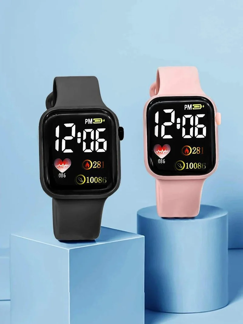 5 stücke Rechteckige klassische mode Mädchen frauen digitale uhr mit Liebe schmuck set analog uhr geschenk