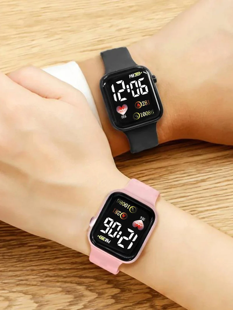 5 stücke Rechteckige klassische mode Mädchen frauen digitale uhr mit Liebe schmuck set analog uhr geschenk