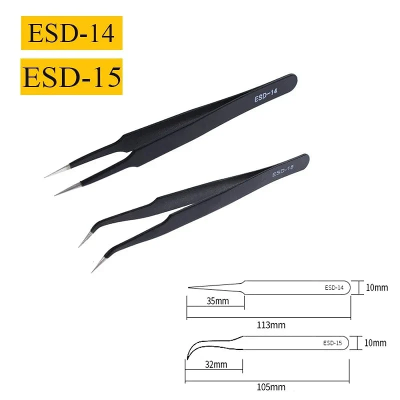 2/6-teiliges Präzisions-Pinzetten-Set, ESD-antistatische Edelstahl-Pinzetten, Reparaturwerkzeuge für die Elektronikreparatur, Löt- und Bastelwerkzeuge