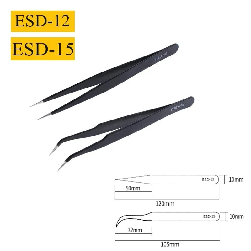 2/6-teiliges Präzisions-Pinzetten-Set, ESD-antistatische Edelstahl-Pinzetten, Reparaturwerkzeuge für die Elektronikreparatur, Löt- und Bastelwerkzeuge