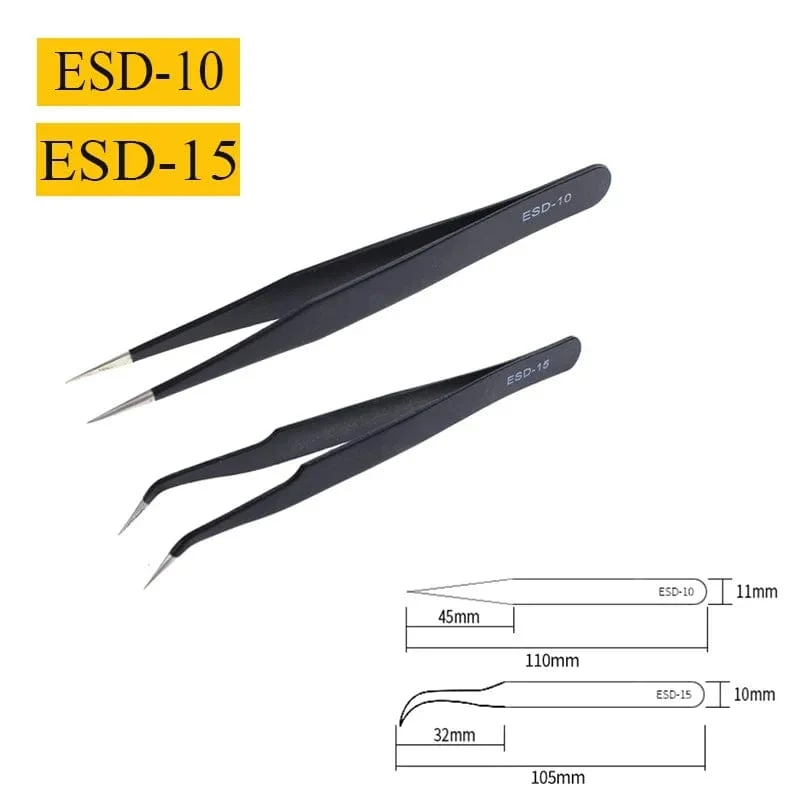 2/6-teiliges Präzisions-Pinzetten-Set, ESD-antistatische Edelstahl-Pinzetten, Reparaturwerkzeuge für die Elektronikreparatur, Löt- und Bastelwerkzeuge