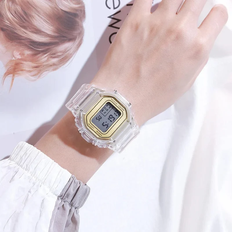 Luxus frauen Rose Gold Silikon Uhren Frauen Mode LED Digital Uhr Casual Damen Elektronische Uhr Reloj Mujer 2022