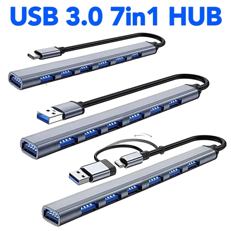 USB HUB Typ C 3 0 USB-A Hub Splitter 7 Port USB3.0/2.0 Mit USB-C PD High Speed ​​Daten transfer Für PC Laptop Macbook Zubehör