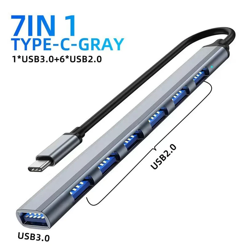 USB HUB Typ C 3 0 USB-A Hub Splitter 7 Port USB3.0/2.0 Mit USB-C PD High Speed ​​Daten transfer Für PC Laptop Macbook Zubehör