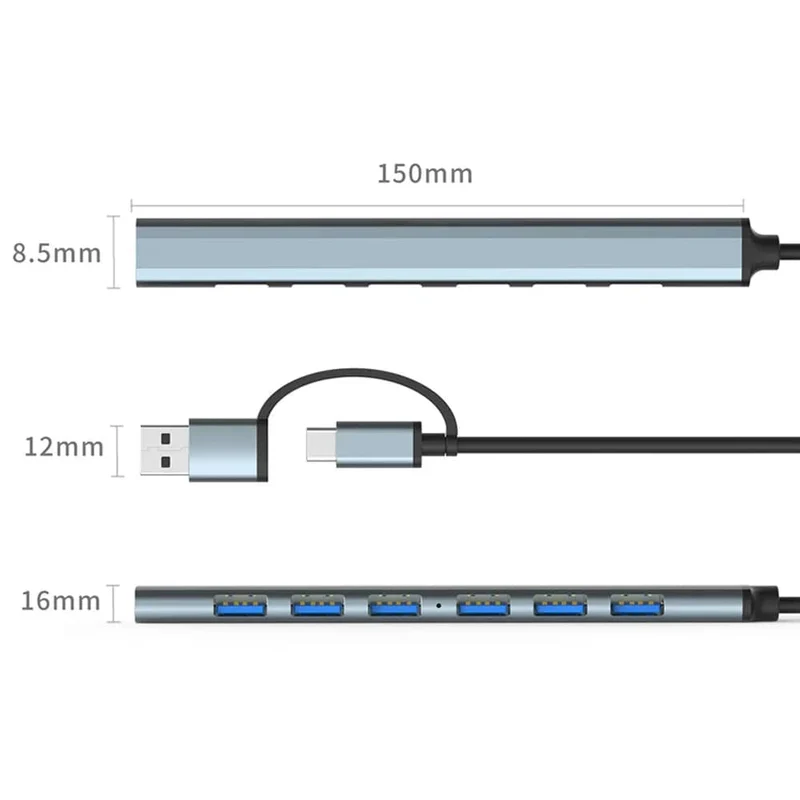 USB HUB Typ C 3 0 USB-A Hub Splitter 7 Port USB3.0/2.0 Mit USB-C PD High Speed ​​Daten transfer Für PC Laptop Macbook Zubehör