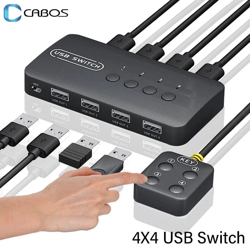 KVM-Switch USB-Switch Shared Controller Hub Adapter USB2.0 4 Eingänge 4 Ausgänge Für Laptop Computer Drucker Tastatur Maus Monitor