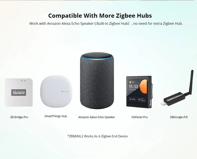 1/10 SONOFF ZBMINI-L2 Kein Neutralleiter erforderlich Extremer Zigbee Smart Switch über Alexa Home Assistant Zigbee2MQTT Smartthings HUB