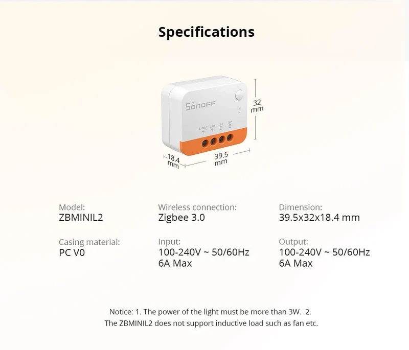 1/10 SONOFF ZBMINI-L2 Kein Neutralleiter erforderlich Extremer Zigbee Smart Switch über Alexa Home Assistant Zigbee2MQTT Smartthings HUB