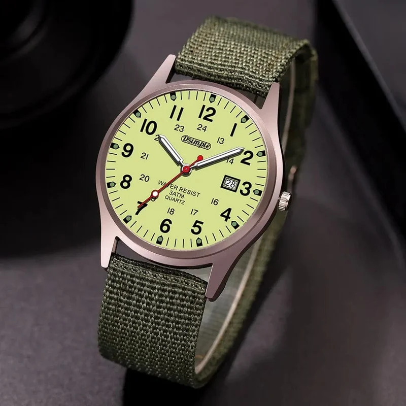 Mode Herren Uhren Leucht Zeiger Uhr Luxus Militär Sport Kalender Quarz Armbanduhr Männer Casual Nylon Uhr Reloj Hombre