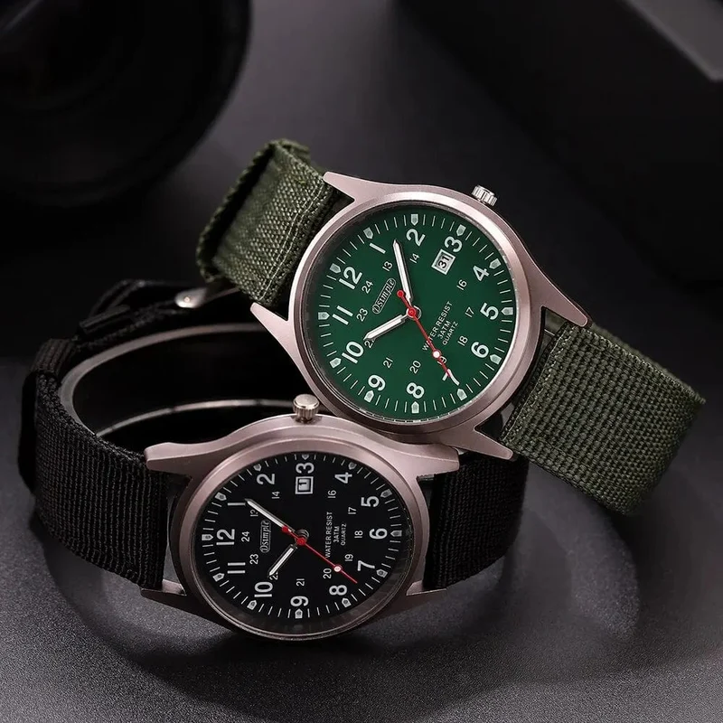 Mode Herren Uhren Leucht Zeiger Uhr Luxus Militär Sport Kalender Quarz Armbanduhr Männer Casual Nylon Uhr Reloj Hombre