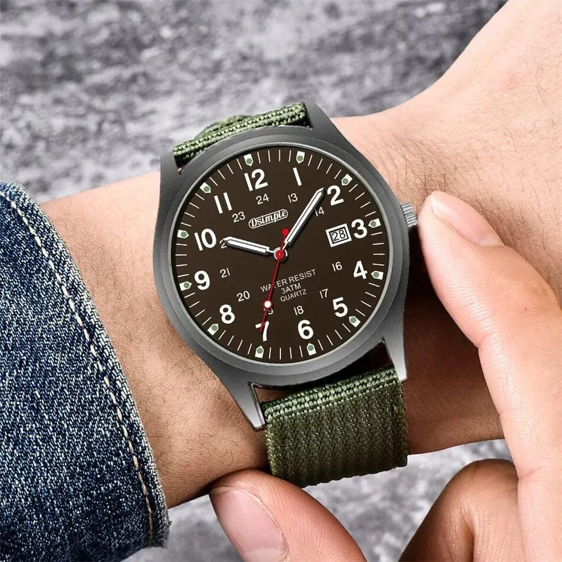 Mode Herren Uhren Leucht Zeiger Uhr Luxus Militär Sport Kalender Quarz Armbanduhr Männer Casual Nylon Uhr Reloj Hombre