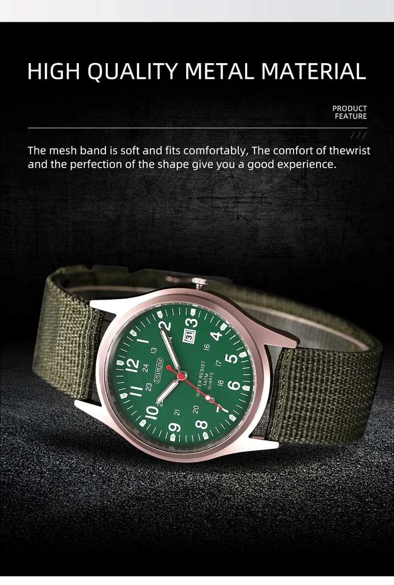 Mode Herren Uhren Leucht Zeiger Uhr Luxus Militär Sport Kalender Quarz Armbanduhr Männer Casual Nylon Uhr Reloj Hombre