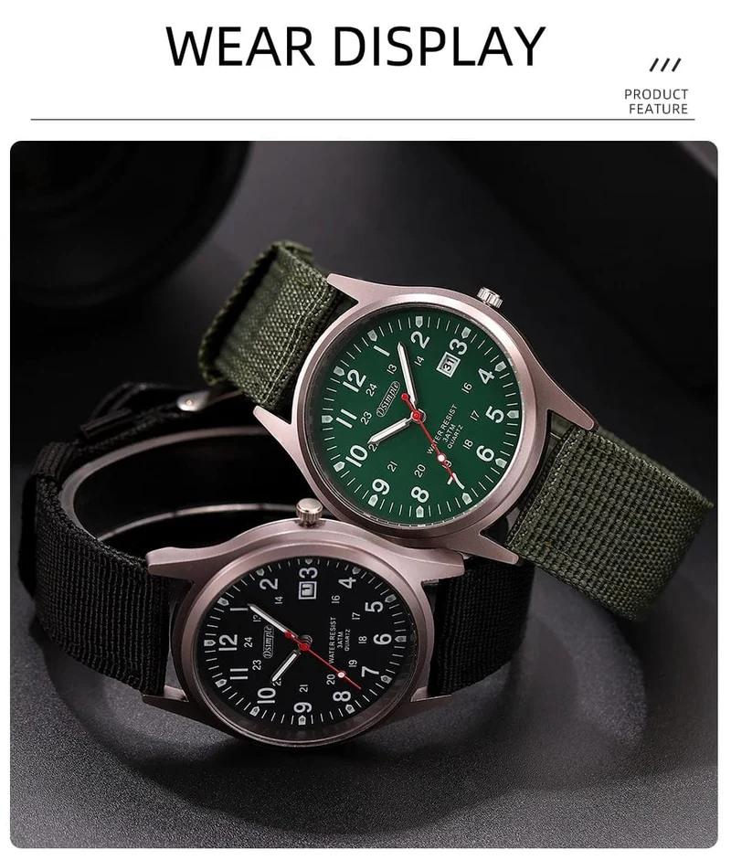 Mode Herren Uhren Leucht Zeiger Uhr Luxus Militär Sport Kalender Quarz Armbanduhr Männer Casual Nylon Uhr Reloj Hombre
