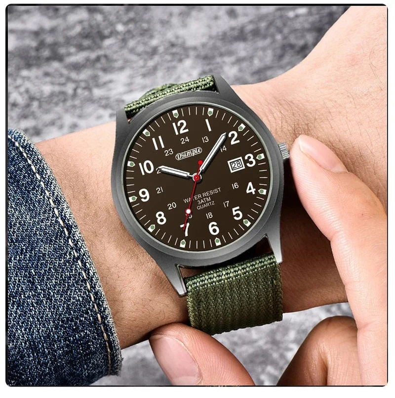 Mode Herren Uhren Leucht Zeiger Uhr Luxus Militär Sport Kalender Quarz Armbanduhr Männer Casual Nylon Uhr Reloj Hombre