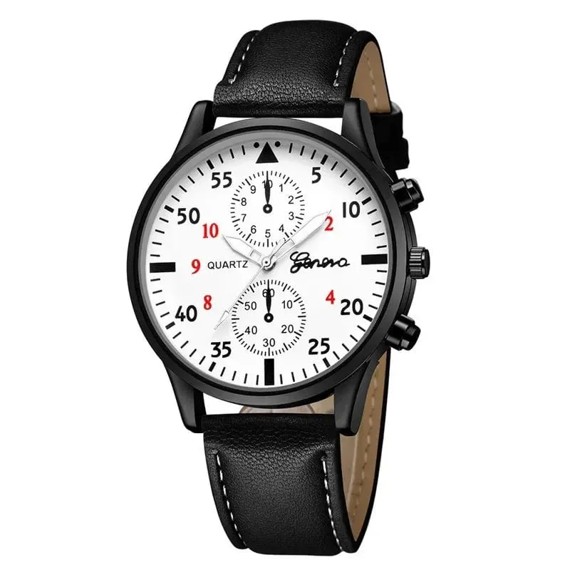 4/2/1-teiliges Herren-Sportuhren-Set, Herren-Business-Quarz-Armbanduhr, luxuriöses braunes Lederarmband, lässige Herrenuhr (ohne Box)