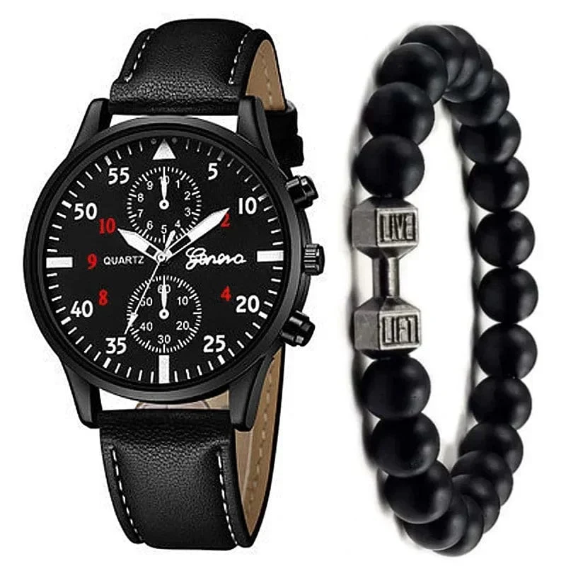 4/2/1-teiliges Herren-Sportuhren-Set, Herren-Business-Quarz-Armbanduhr, luxuriöses braunes Lederarmband, lässige Herrenuhr (ohne Box)