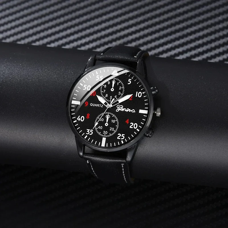 4/2/1-teiliges Herren-Sportuhren-Set, Herren-Business-Quarz-Armbanduhr, luxuriöses braunes Lederarmband, lässige Herrenuhr (ohne Box)