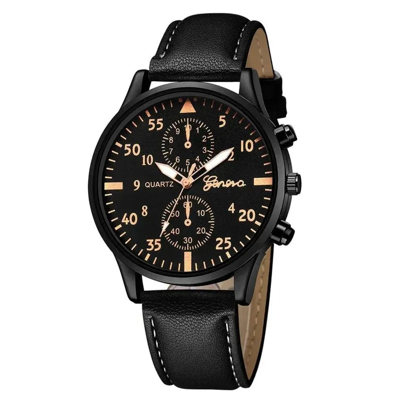 4/2/1-teiliges Herren-Sportuhren-Set, Herren-Business-Quarz-Armbanduhr, luxuriöses braunes Lederarmband, lässige Herrenuhr (ohne Box)