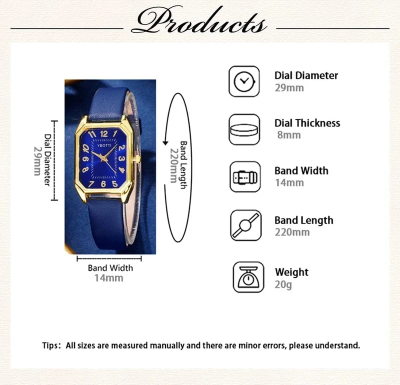 Luxus Fashion Square Damenuhren Marke Damen Quarz Armbanduhr Klassisch Schlicht Femme Blau Lederband Relogio Feminino