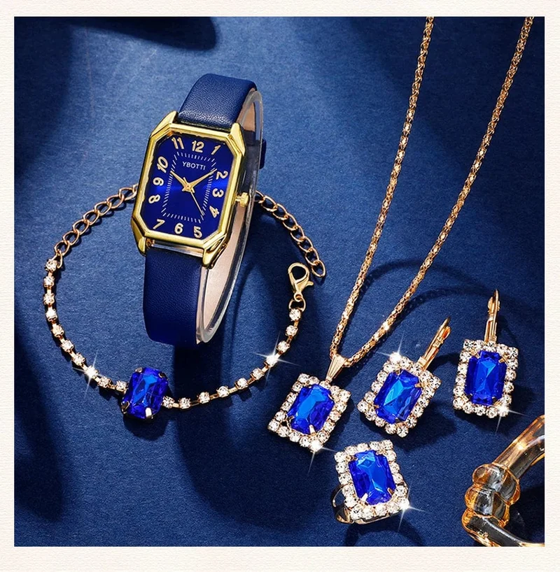 Luxus Fashion Square Damenuhren Marke Damen Quarz Armbanduhr Klassisch Schlicht Femme Blau Lederband Relogio Feminino