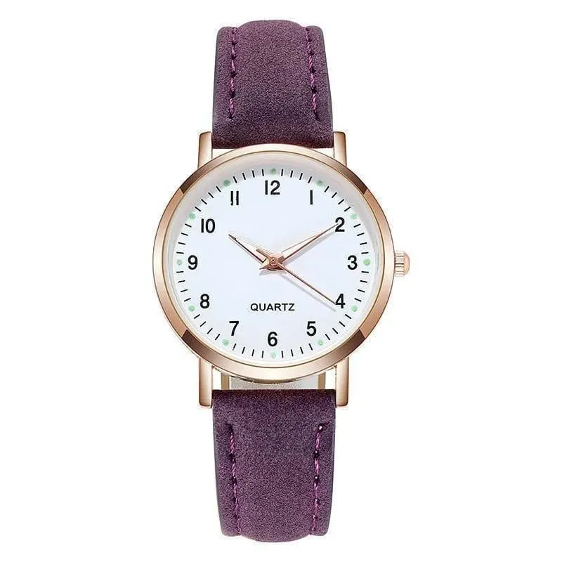 Damen Diamant-besetzte leuchtende Retro-Frauenuhr Ledergürtel Quarzuhr Frauen Einfachheit lässige Dekoration Armbanduhren