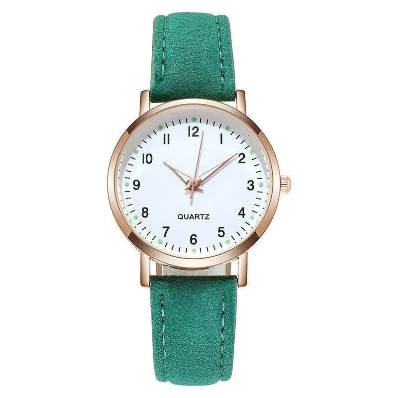 Damen Diamant-besetzte leuchtende Retro-Frauenuhr Ledergürtel Quarzuhr Frauen Einfachheit lässige Dekoration Armbanduhren