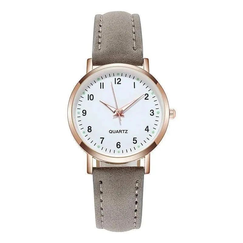 Damen Diamant-besetzte leuchtende Retro-Frauenuhr Ledergürtel Quarzuhr Frauen Einfachheit lässige Dekoration Armbanduhren