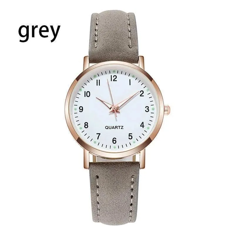Damen Diamant-besetzte leuchtende Retro-Frauenuhr Ledergürtel Quarzuhr Frauen Einfachheit lässige Dekoration Armbanduhren