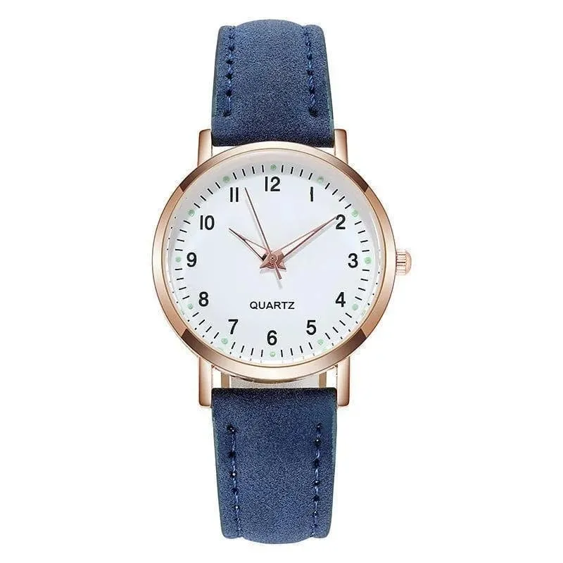 Damen Diamant-besetzte leuchtende Retro-Frauenuhr Ledergürtel Quarzuhr Frauen Einfachheit lässige Dekoration Armbanduhren