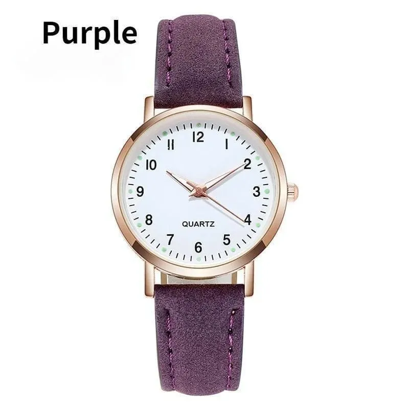 Damen Diamant-besetzte leuchtende Retro-Frauenuhr Ledergürtel Quarzuhr Frauen Einfachheit lässige Dekoration Armbanduhren