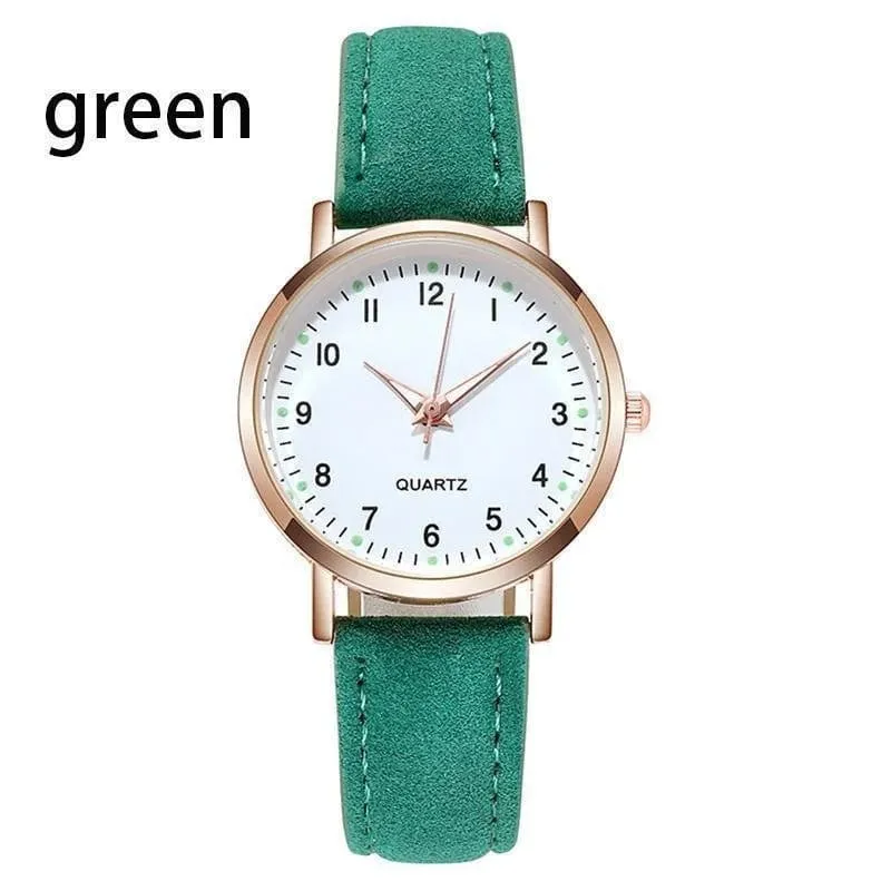 Damen Diamant-besetzte leuchtende Retro-Frauenuhr Ledergürtel Quarzuhr Frauen Einfachheit lässige Dekoration Armbanduhren