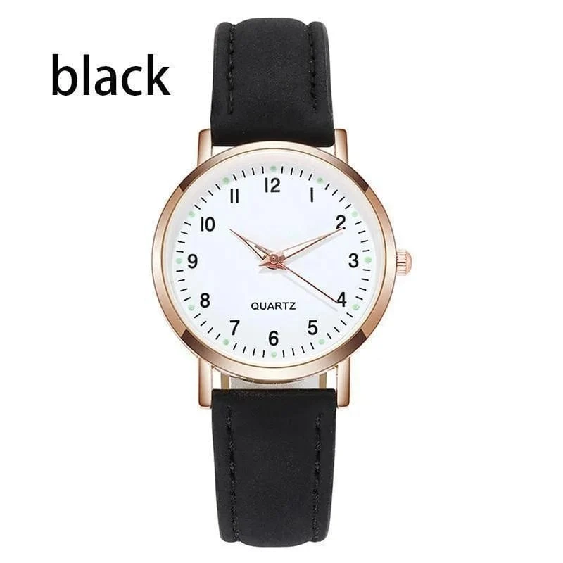 Damen Diamant-besetzte leuchtende Retro-Frauenuhr Ledergürtel Quarzuhr Frauen Einfachheit lässige Dekoration Armbanduhren